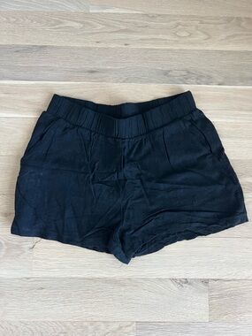 Candidly Chance Black Linen Shorts 🖤 Elastic Waist (S)